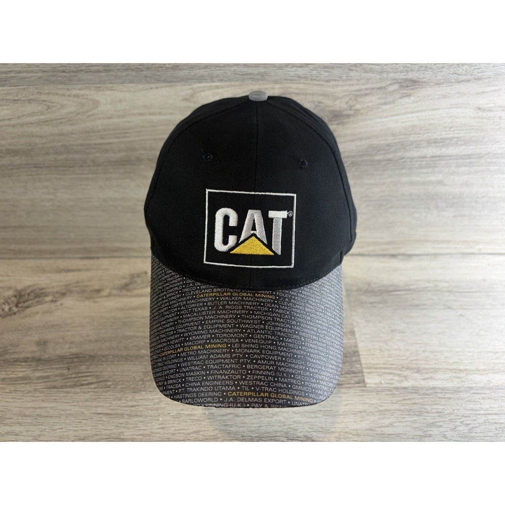 Caterpillar Cat Hat Cap Mens Strapback Adjustable Black Gray Spellout Adjustable